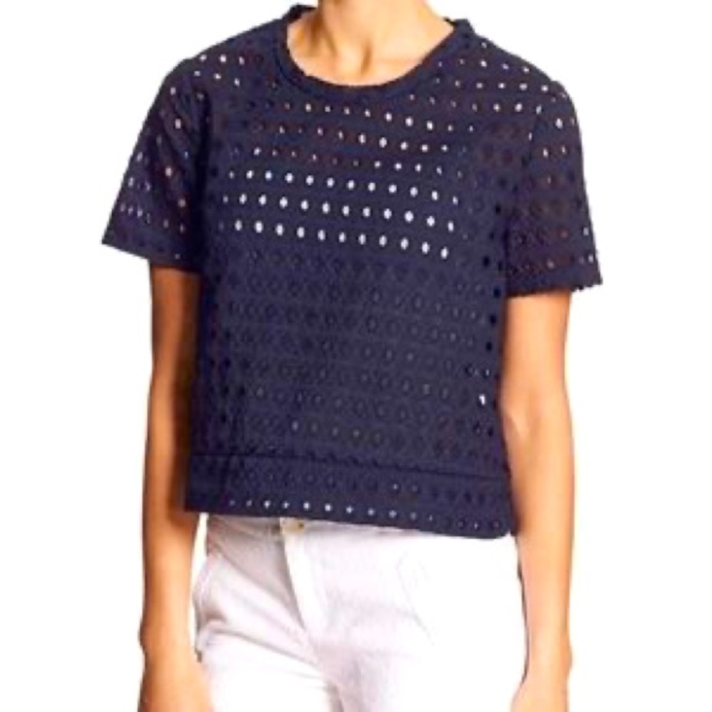Banana Republic Navy Eyelet Top